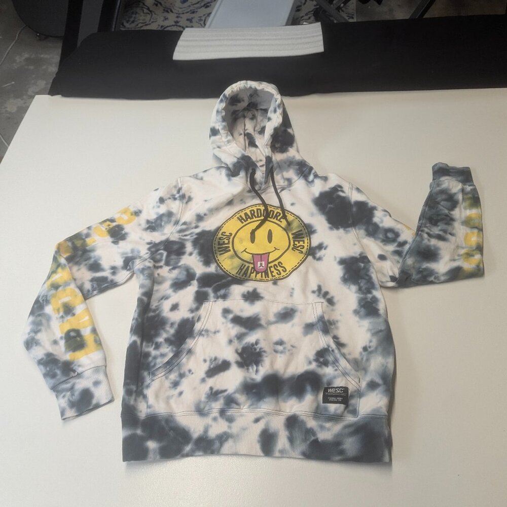WeSC Tie Dyed Hoodie Navy/White/Yellow Size *Small